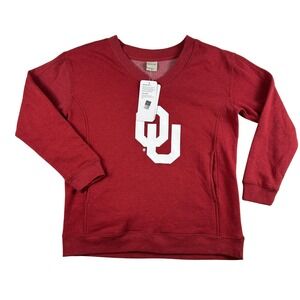 Oklahoma Sooners‎ Sweatshirt Womens Small Red NCAA Football UG Apparel OU V Neck